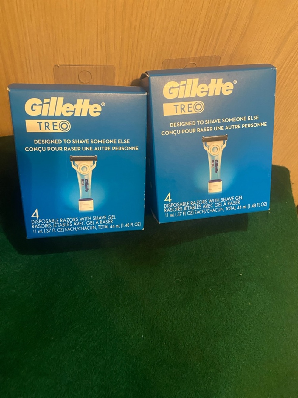 2 X Gillette TREO Disposable Razors with Shave Gel - Blue
